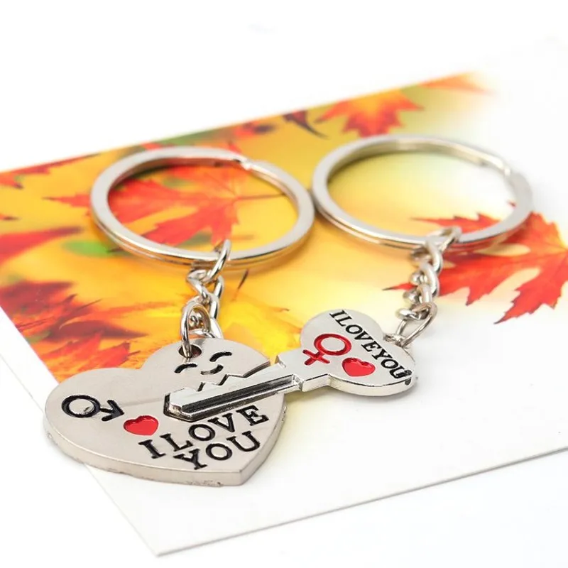 로맨틱 커플 열쇠 고리, 발렌타인 데이 연인 선물, 하트 열쇠 고리, 2 개 세트