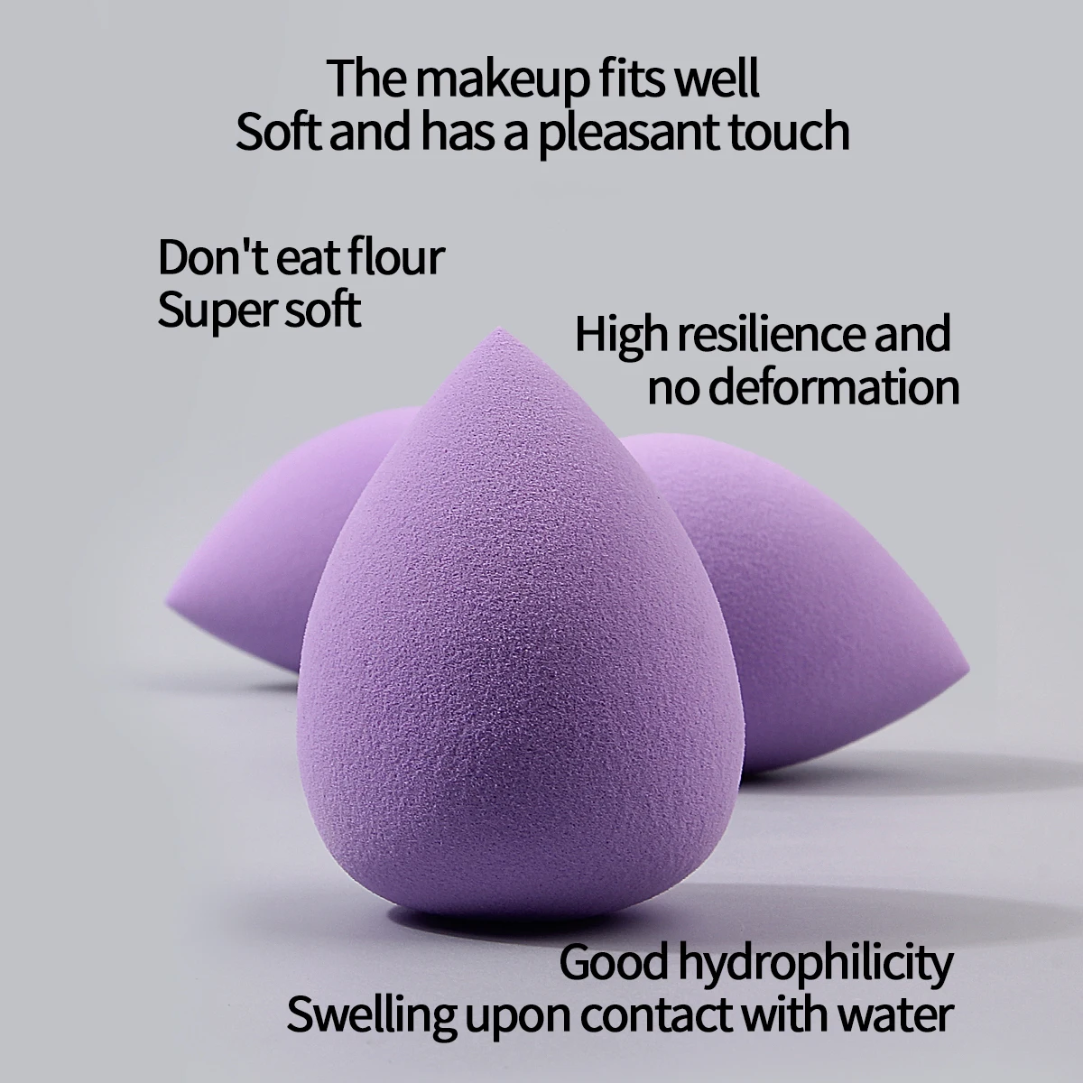 12/20/25/30/50/100 Uds. Esponja de maquillaje púrpura de gran tamaño más vendida huevo de belleza herramienta de maquillaje facial de doble propósito seco y húmedo