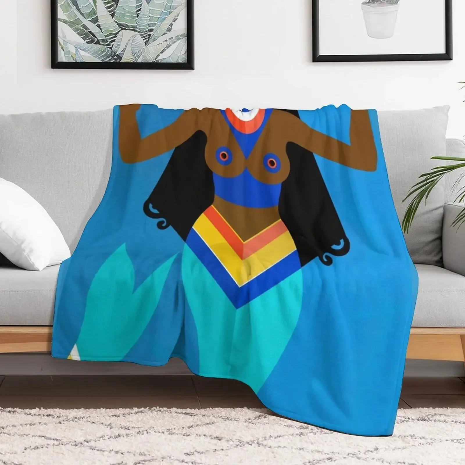 Yemonja, mother of all Orisha Throw Blanket blankets ands Plaid on the sofa Retros Large Blankets