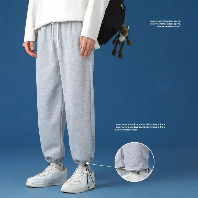 Trendy Sweatpants Loose Casual Sprot Pants  Student Tie-pants Nine-point Jogger Pants Trousers