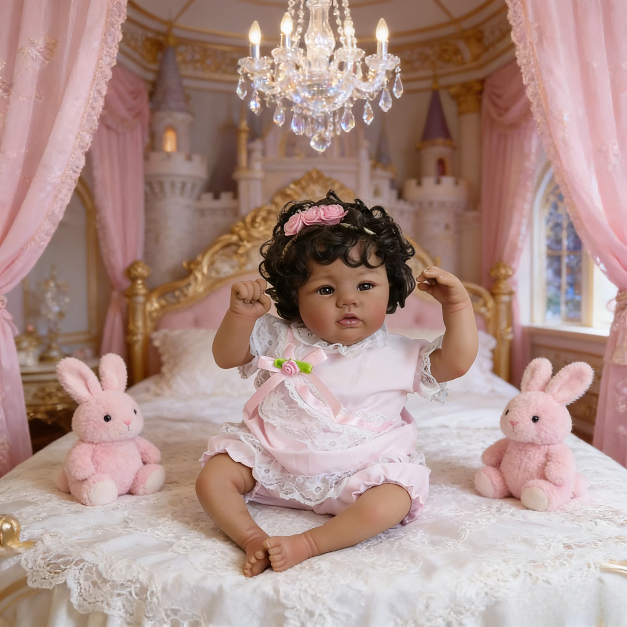 

45cm Lifelike Reborn Baby Doll Dark Skin Handmade High Quality Detailed Painting Abigail Soft Touch Realistic Small Doll