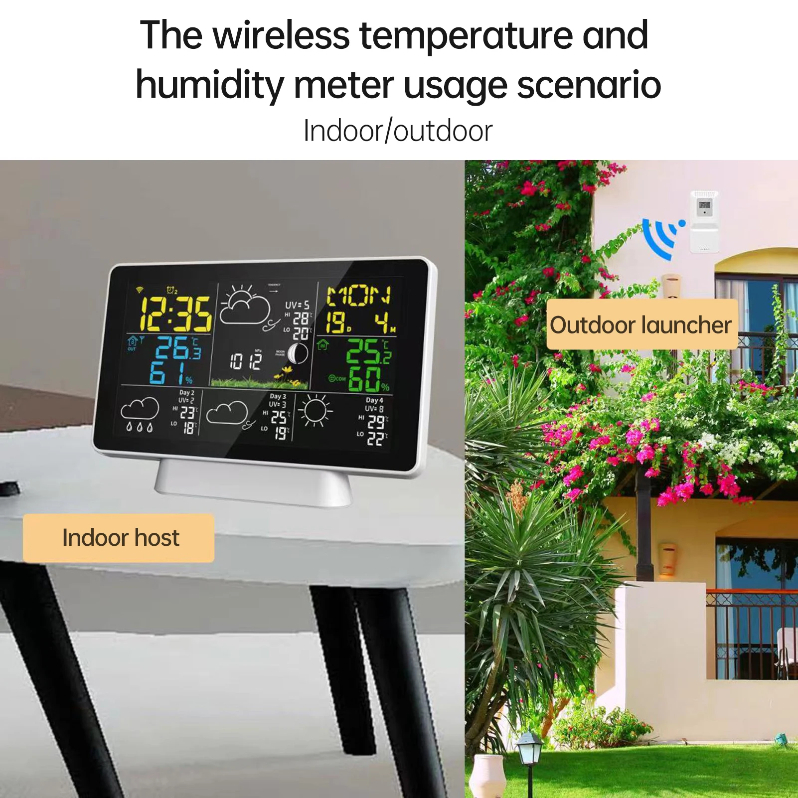 WIFI Digital Weather Station Wireless Indoor Outdoor Hygrometer Thermometer Temperature Humidity Display Monitor