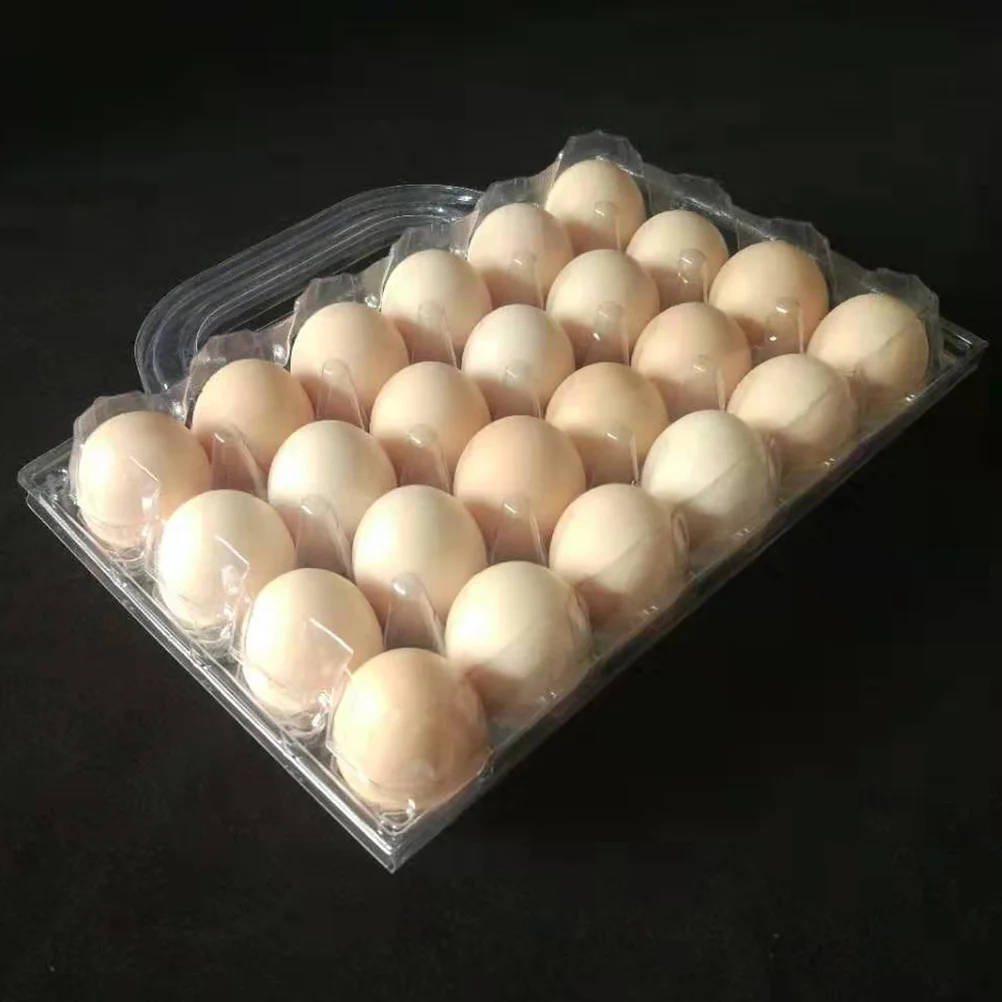 5Pcs 24 Grids Egg Storage Box Plastic Transparent Egg Dispenser Holder Case Refrigerator Egg Protection Box with Handle