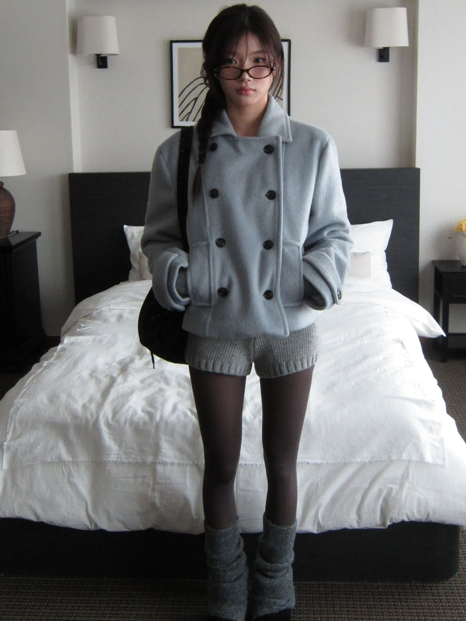 معطف صوفي نسائي بتصميم كوري عتيق مزدوج الصدر، أنيق ومتعدد الاستخدامات، إصدار جديد لفصلي الخريف والشتاء