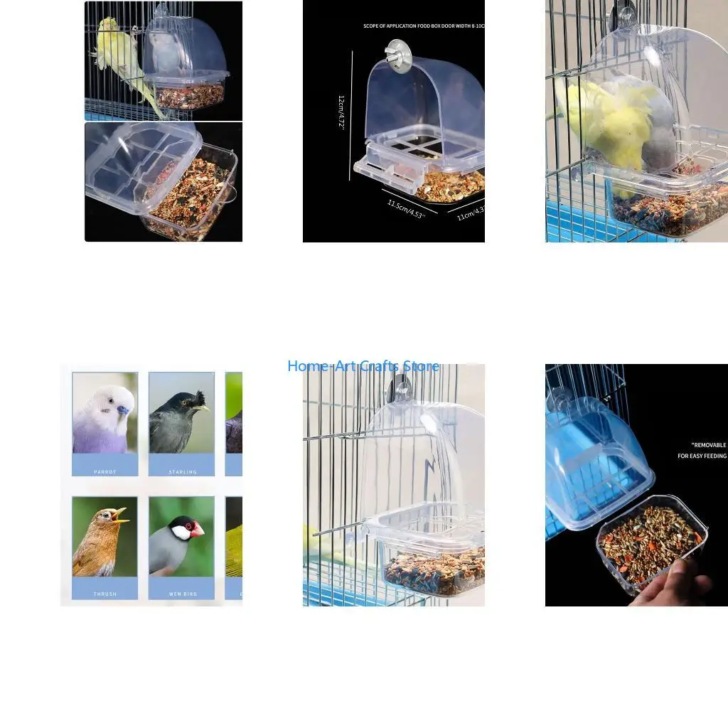 Y3NA Clear Plastic & Water Dispenser Bowl for Bird Cage Drawer Design Easy Use No-Mess for Small to Birds Gift