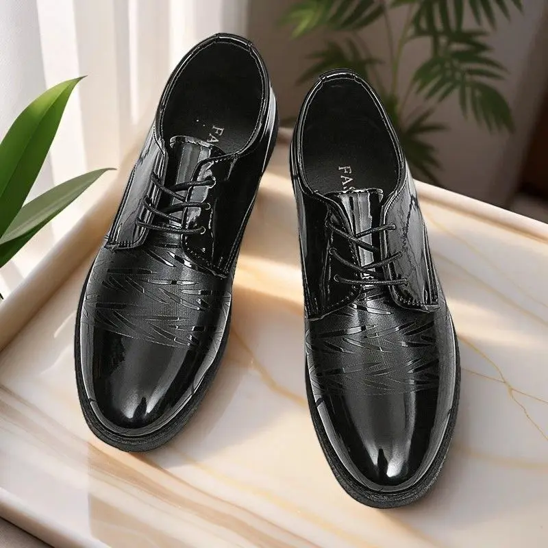 

Плюс, большой размер, весенне-осенняя социальная обувь с принтом, мужская офисная обувь с круглым носком, стиль 2025 г., модная одежда высокого качества, мужская официальная обувь