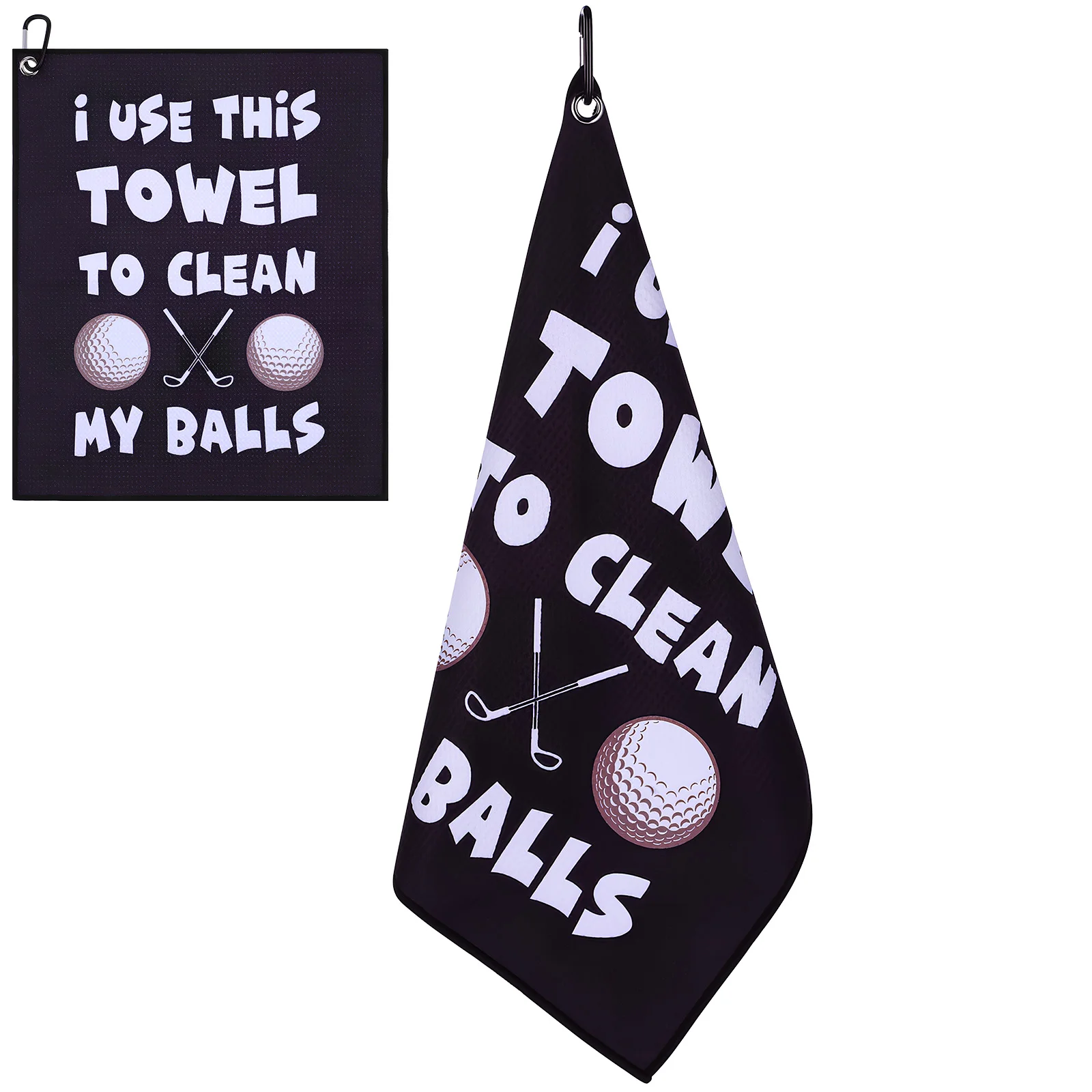 

2 Pcs Golf Towel Accessories For Men Golfs Cleaner Golfing Dry Towels Microfiber Balls Miss Black