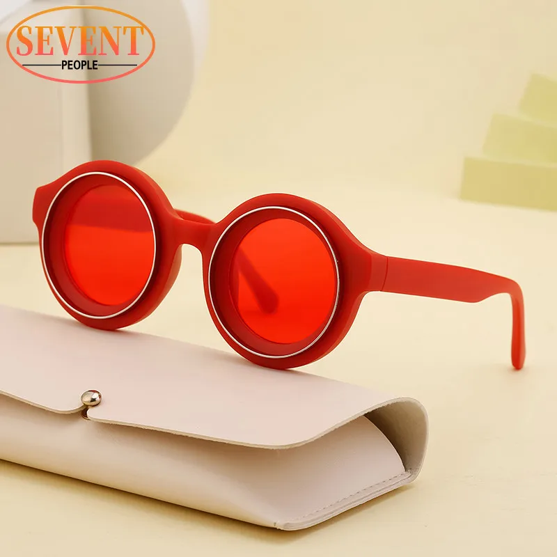 Lunettes de soleil rondes vintage pour hommes et femmes, lunettes de soleil punk populaires, nuances rétro, marque de luxe, créateur de mode, nouveau, 2025