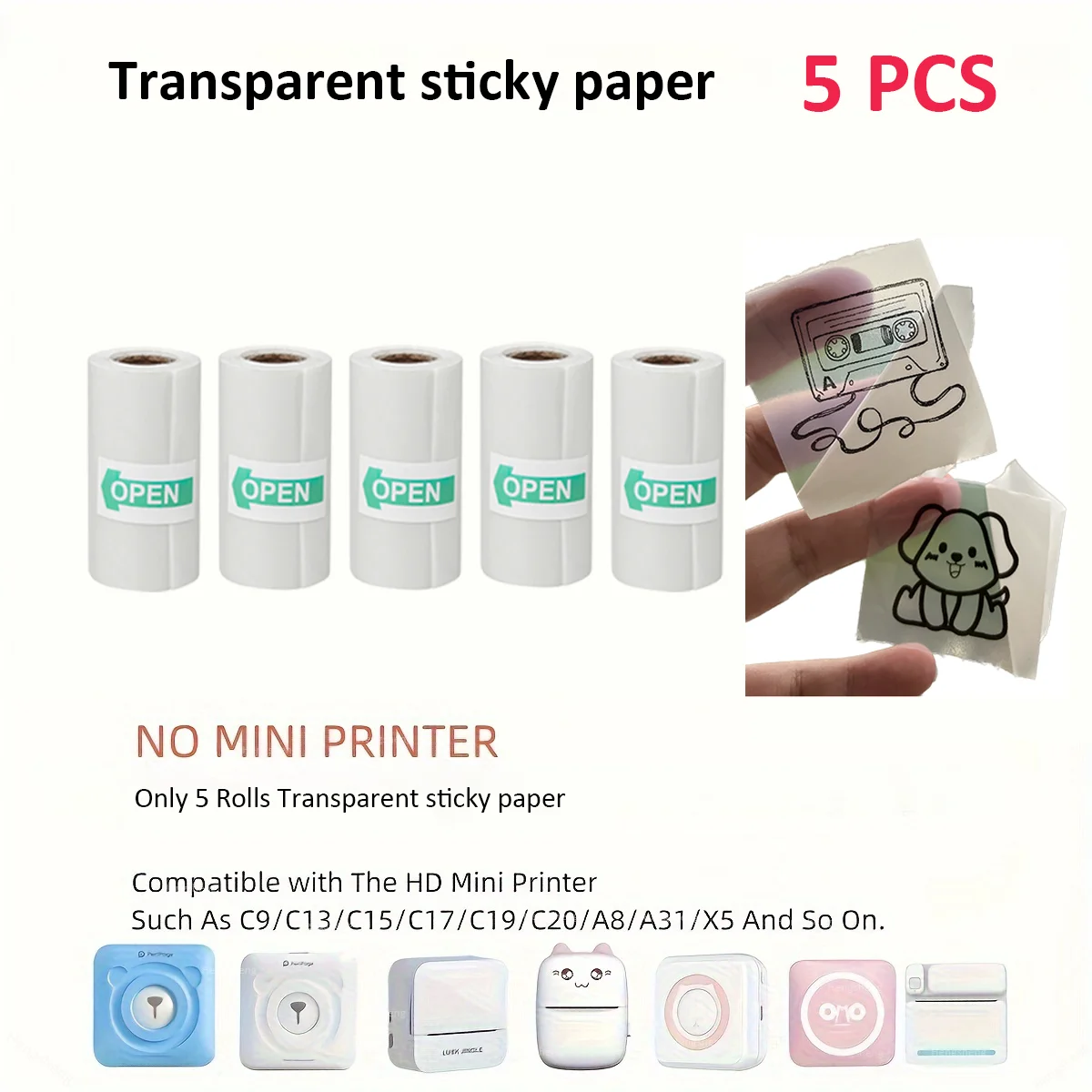 thermal paper Transparent thermal sticker paper for printer self-adhesive photographic paper Transparent Photo Printing Paper