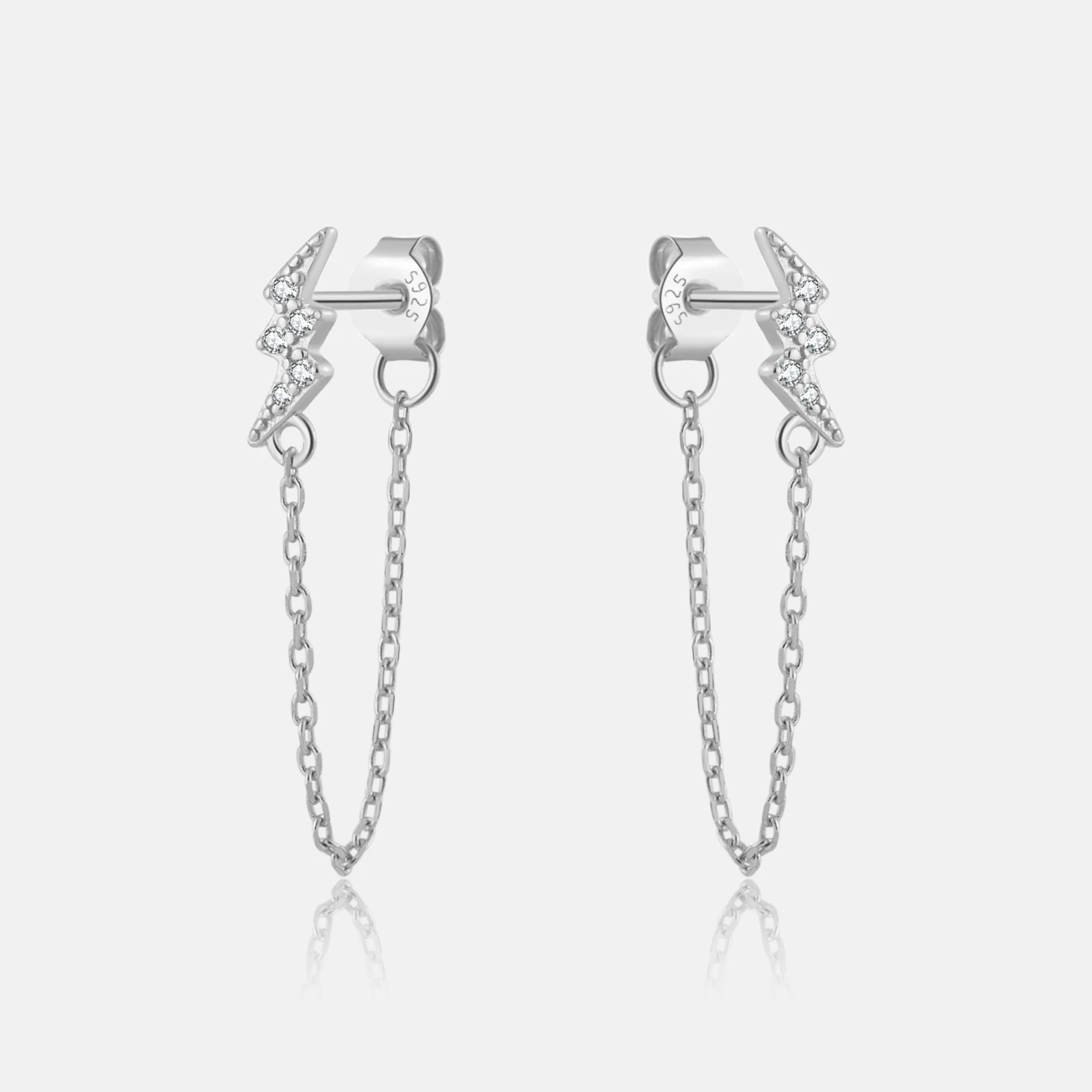 VEWANT Women 925 Sterling Silver CZ Zircon Lightering Chain Drop Earring Clips Piercing Women Luxury Fine Jewelry