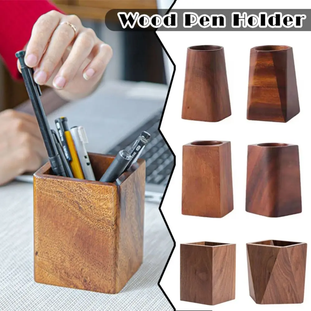 

New Wood Pen Holder Large-capacity Portable Stationery Storage Holder Desktop Organizer Student Gift