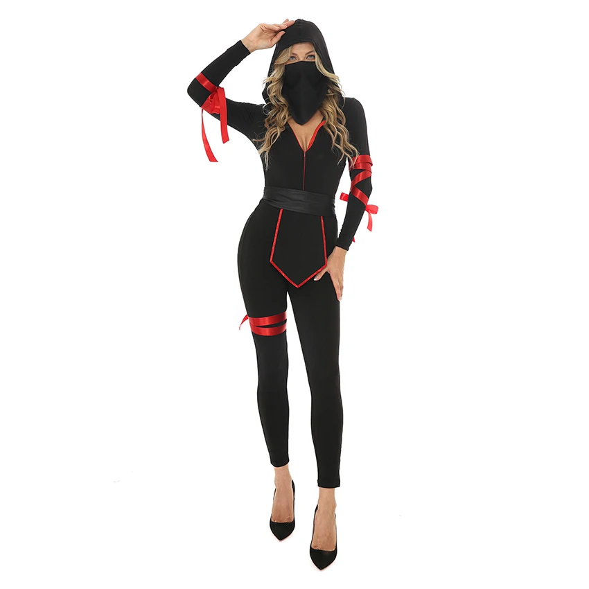 Ninja Samurai Cosplay Anime  Halloween Costumes for Women Sexy Disguise Adult Warrior Jumpsuit Catsuit Party Festival Dress Mask