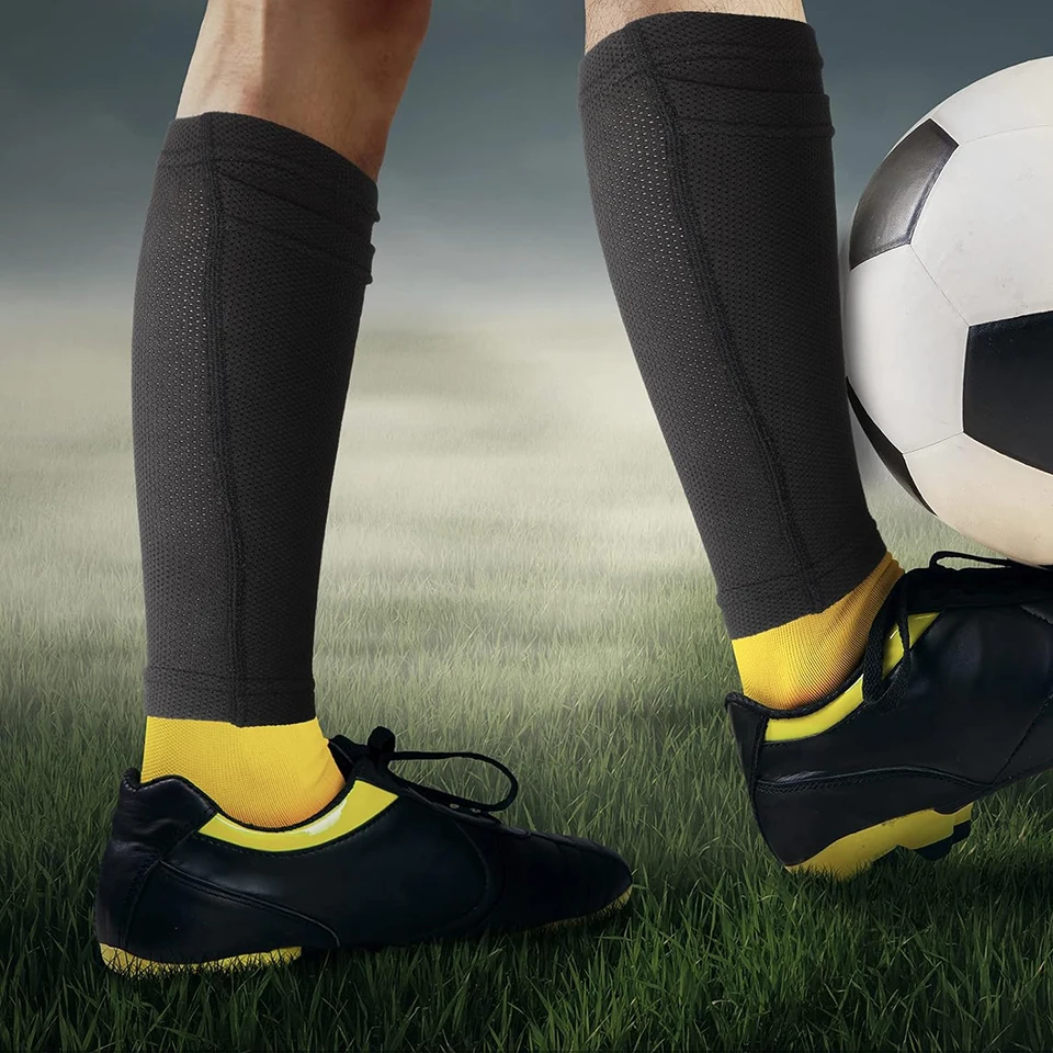 Loogdeel 1Set/2 Paar Fußballsocken, Wadenärmel, rutschfeste Legging-Abdeckung, Schutz für Erwachsene, Jugendliche, Kinder, Basketball, Fußball, Sportsocken