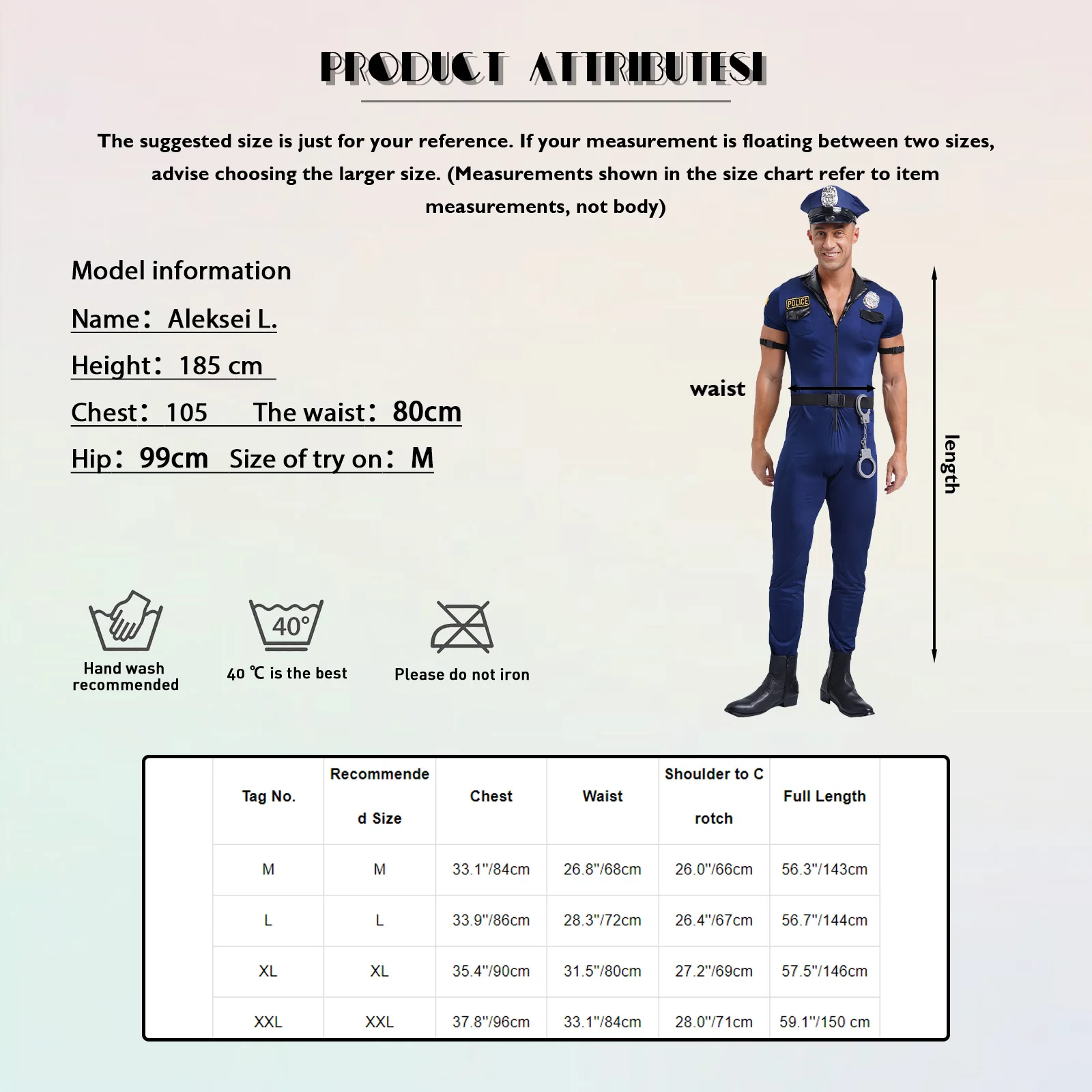 남성 경찰관 코스프레 코스튬 반팔 집업 원피스, 전체 점프수트, 캐치 게임 롤플레이, 멋진 원피스