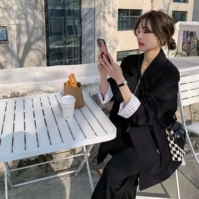 

Women Clothing Autumn Fashion Simplicity Button Solid Color Tailored Collar Cardigan Female Temperament Slim Appear Thin Coat To