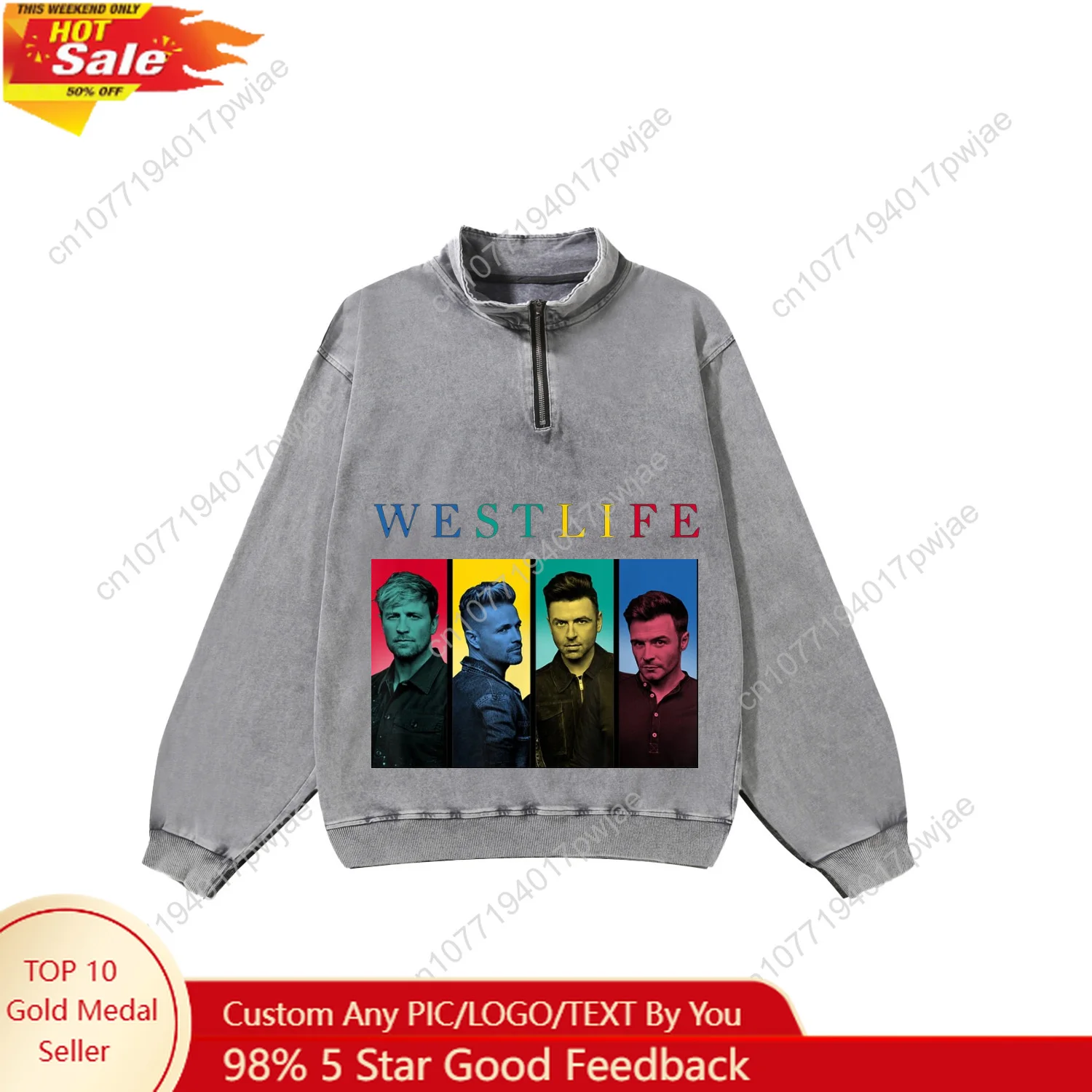 

Westlife Rock Band Custom Retro Sweatshirt Mans Womans Half Zipper Vintage Sweat Shirt Photo Custom Made Tops