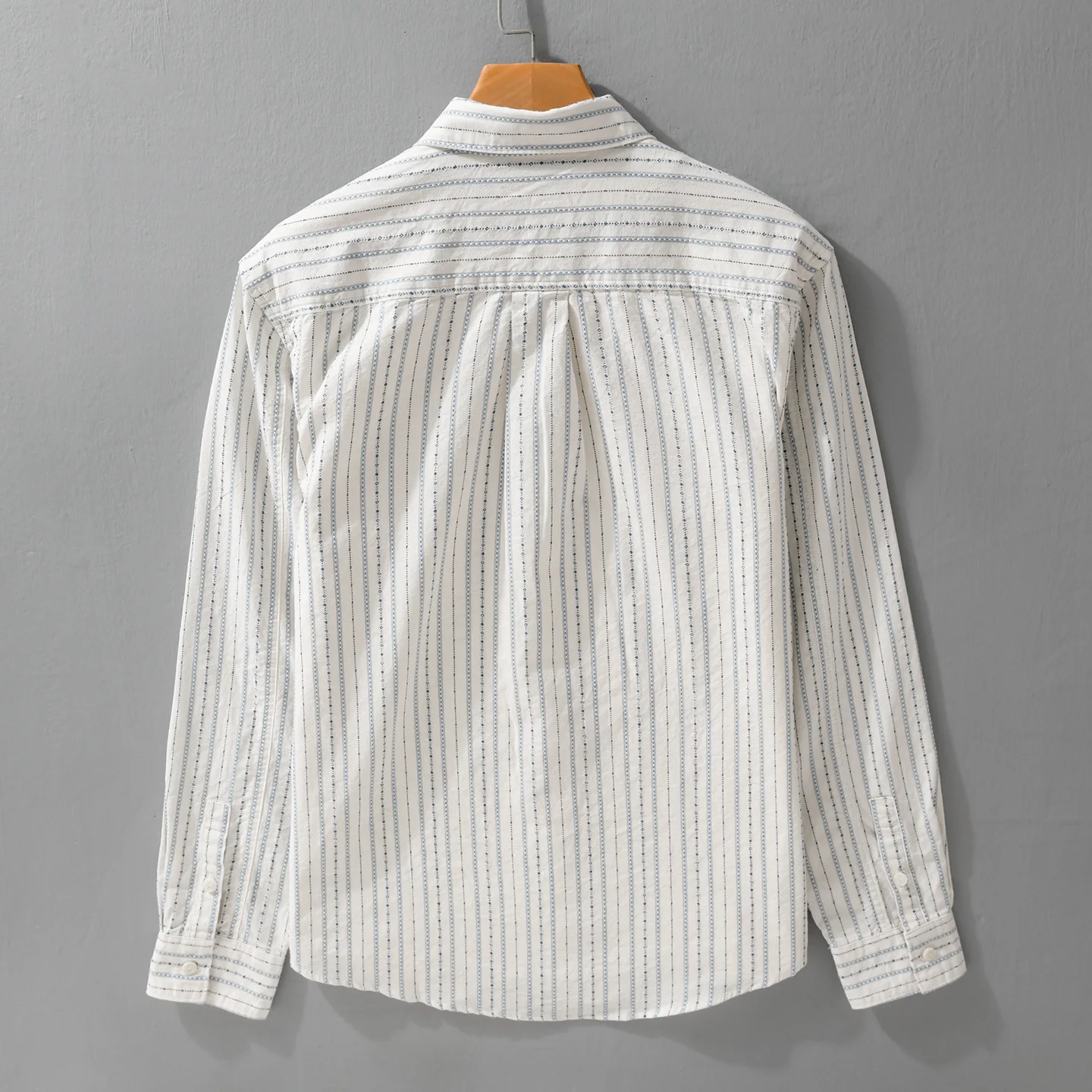 Spring Autumn Fashion Striped Shirt for Men Japan-style Simple Basic Long-sleeve Comfortable Loose Versatile Classic Blouse 3162