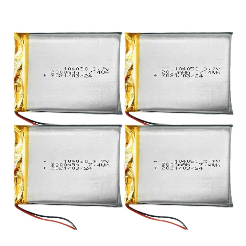 104050 3.7v 2000mah Polymer Lithium Battery Suitable for Car Keys Handheld Computers Video Recorders Emergency Lights Intercoms