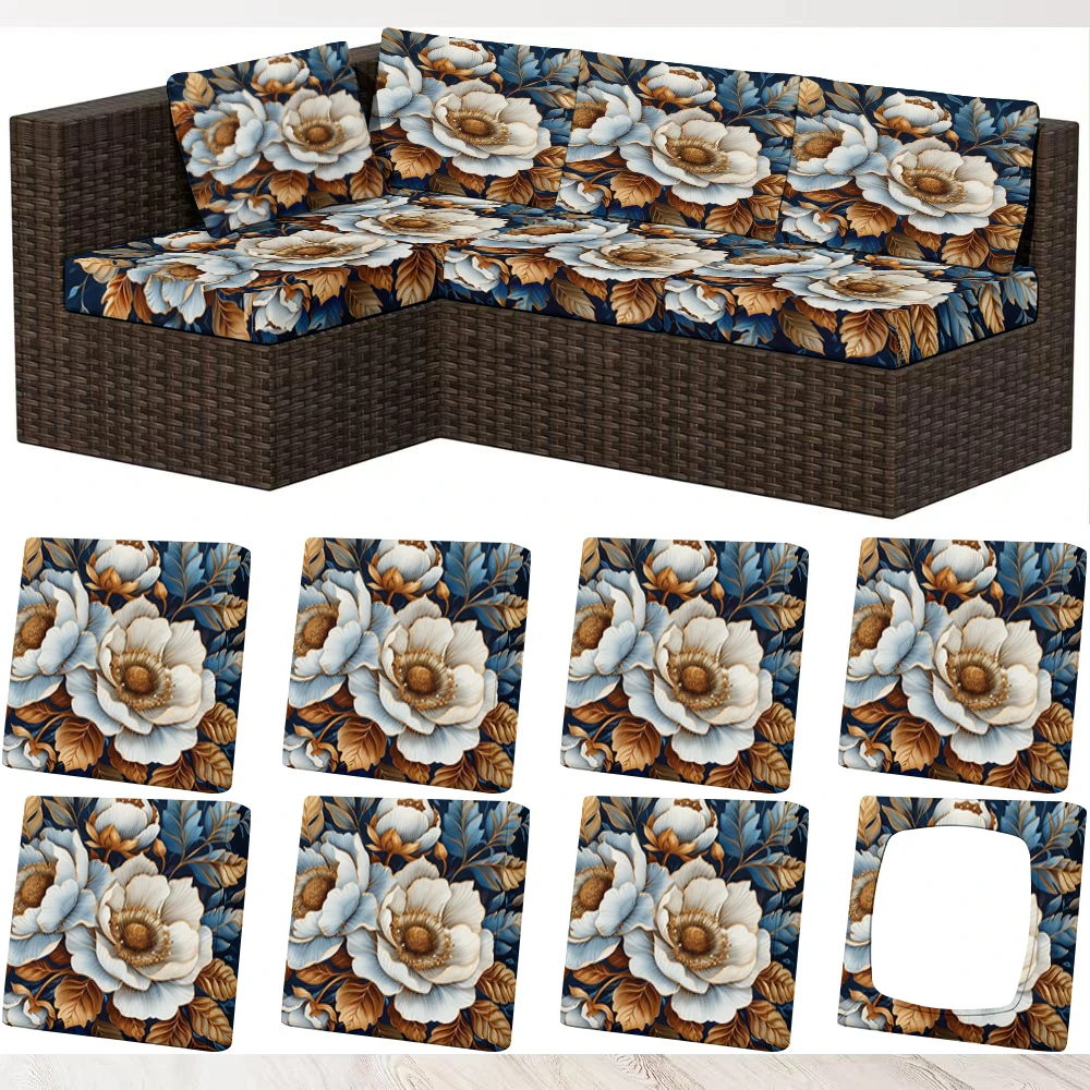 Summer Outdoor Sofa Cover with French Retro Peony Floral Print, Milk Silk Fabric, Pet - Friendly, Washable