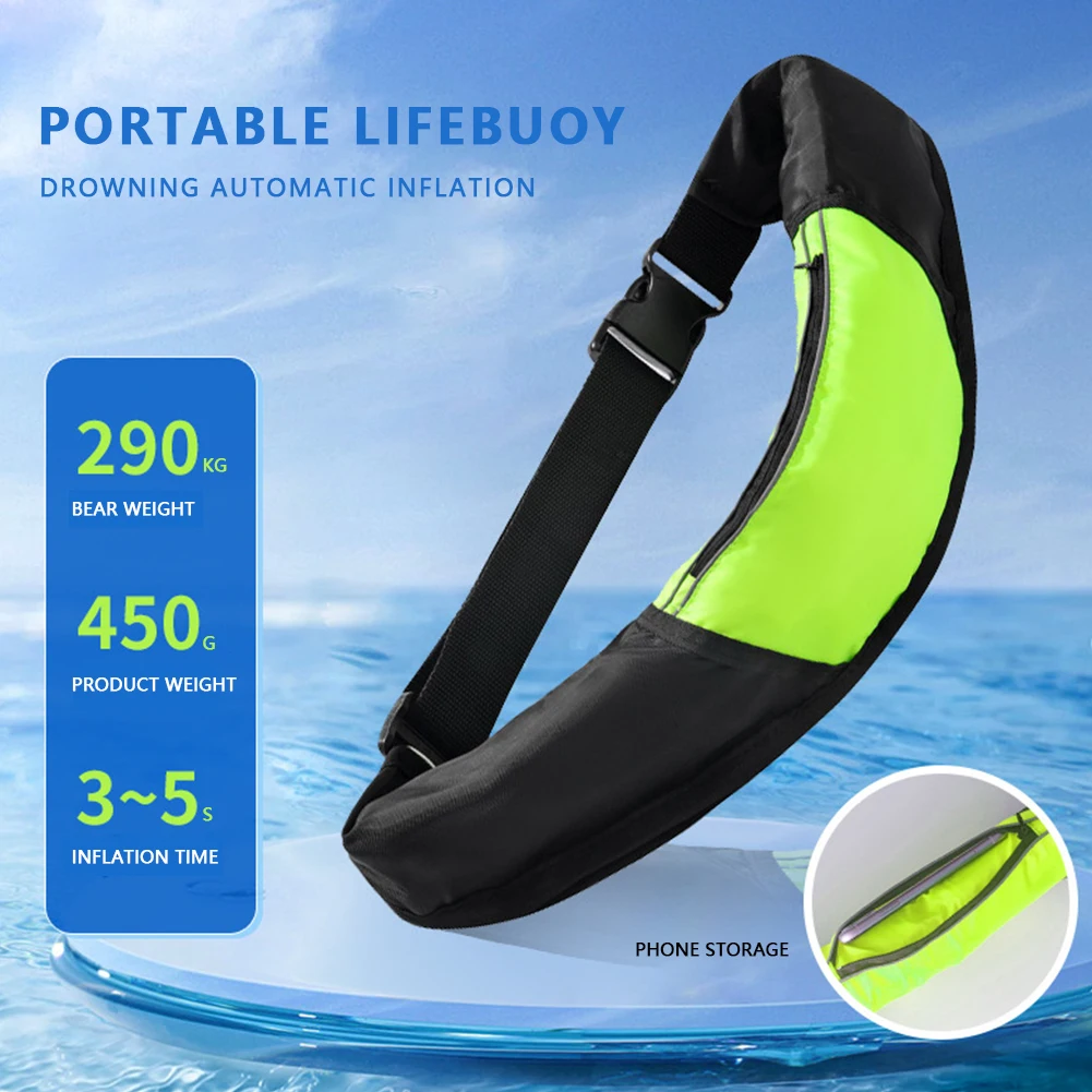 Traje de supervivencia de flotabilidad inflable, Oxford resistente al desgaste, seguro con silbato, correas ajustables, impermeable para nadar, pescar en el mar