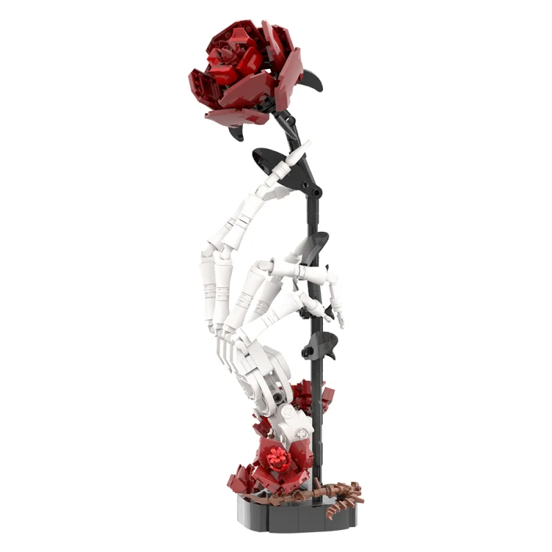 

MOC Gothic Skeleton Hand Rose Flower Building Blocks Dark Romance Home Decor Plant Bouquet Construction Set Adults Fun Display