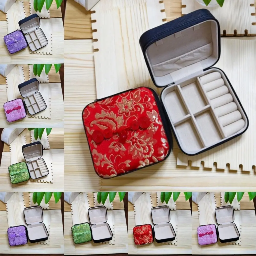 

Exquisite Embroidered Jewelry Box Display Box Storage Case Trinkets Storage Organizer Portable Jewelry Gift Packaging Box