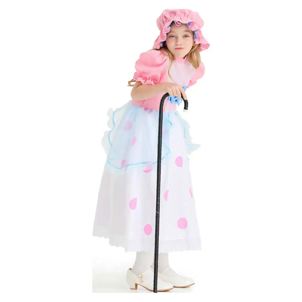 Cartoon Movie TS Costume Disguise Bo Peep Cosplay Child Girls Fantasy Skirts Hat Kid Roleplay Fantasia Outfit Children Halloween