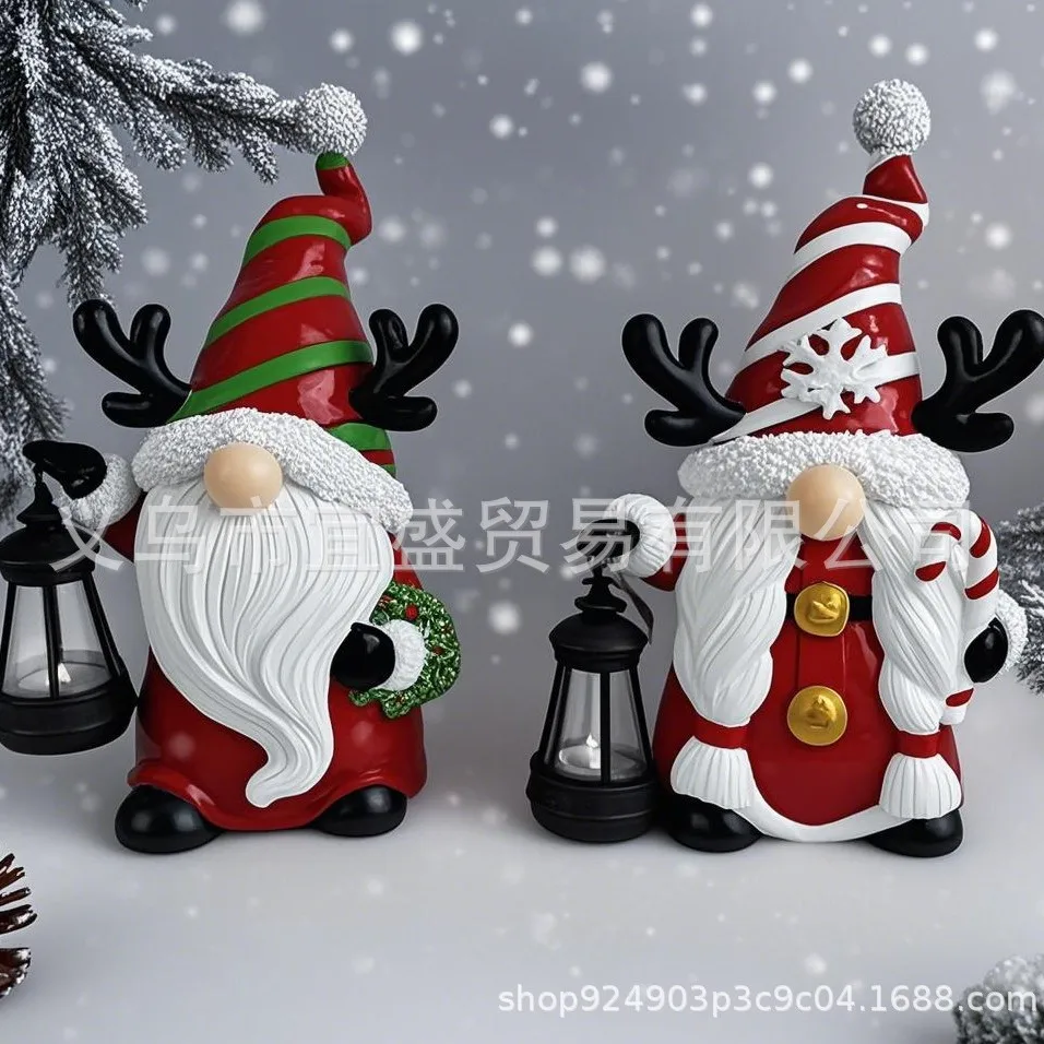 Christmas Garden Gnome Solar Light - White Beard LED Ornament, Solar Powered Outdoor Decor, Funny Gnome Statue for Garden