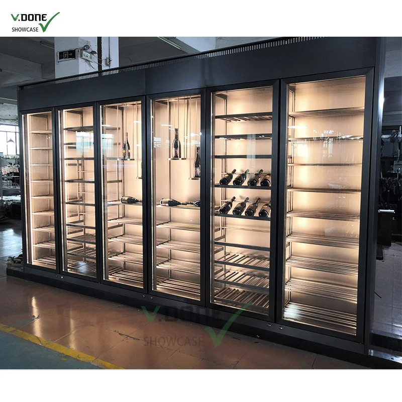 

Luxury Stainless Steel Constant Temperature Wine Cellar Thermoelectric Refrigerator Cooler Fridge Red Wine Glass Cabinet Wall