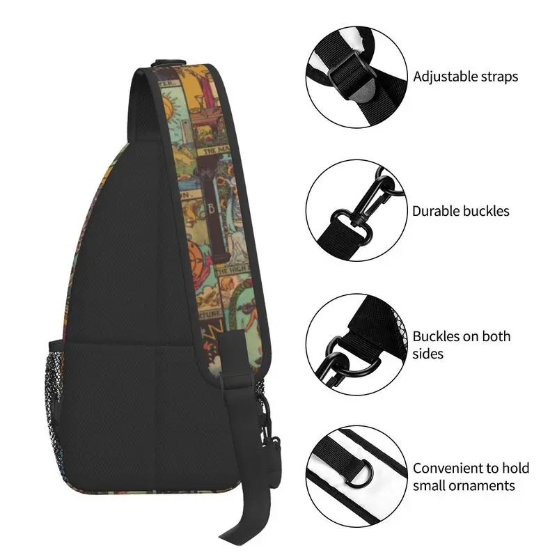 Vintage o grande arcana de tarô crossbody sling mochila homens ocultismo bruxa espiritual sacos de ombro peito para viagens ciclismo