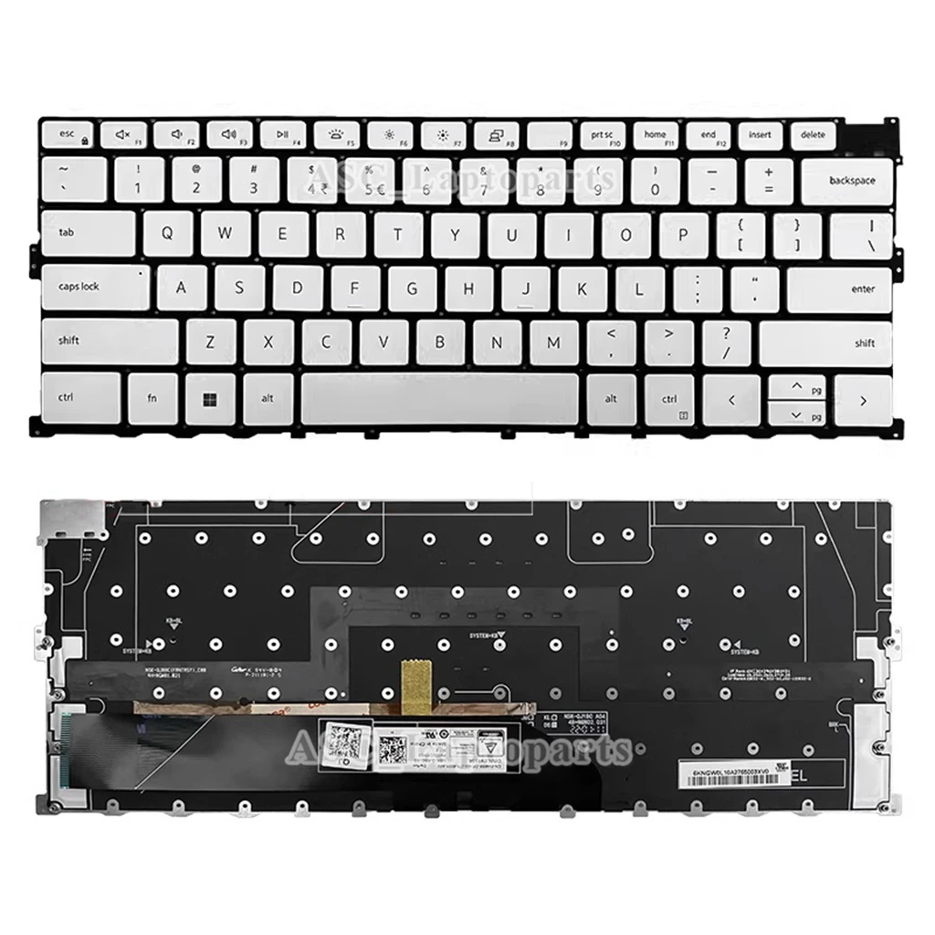 New US English Keyboard for DELL XPS 9300 9310 0Y78C White, without Frame, with BACKLIT