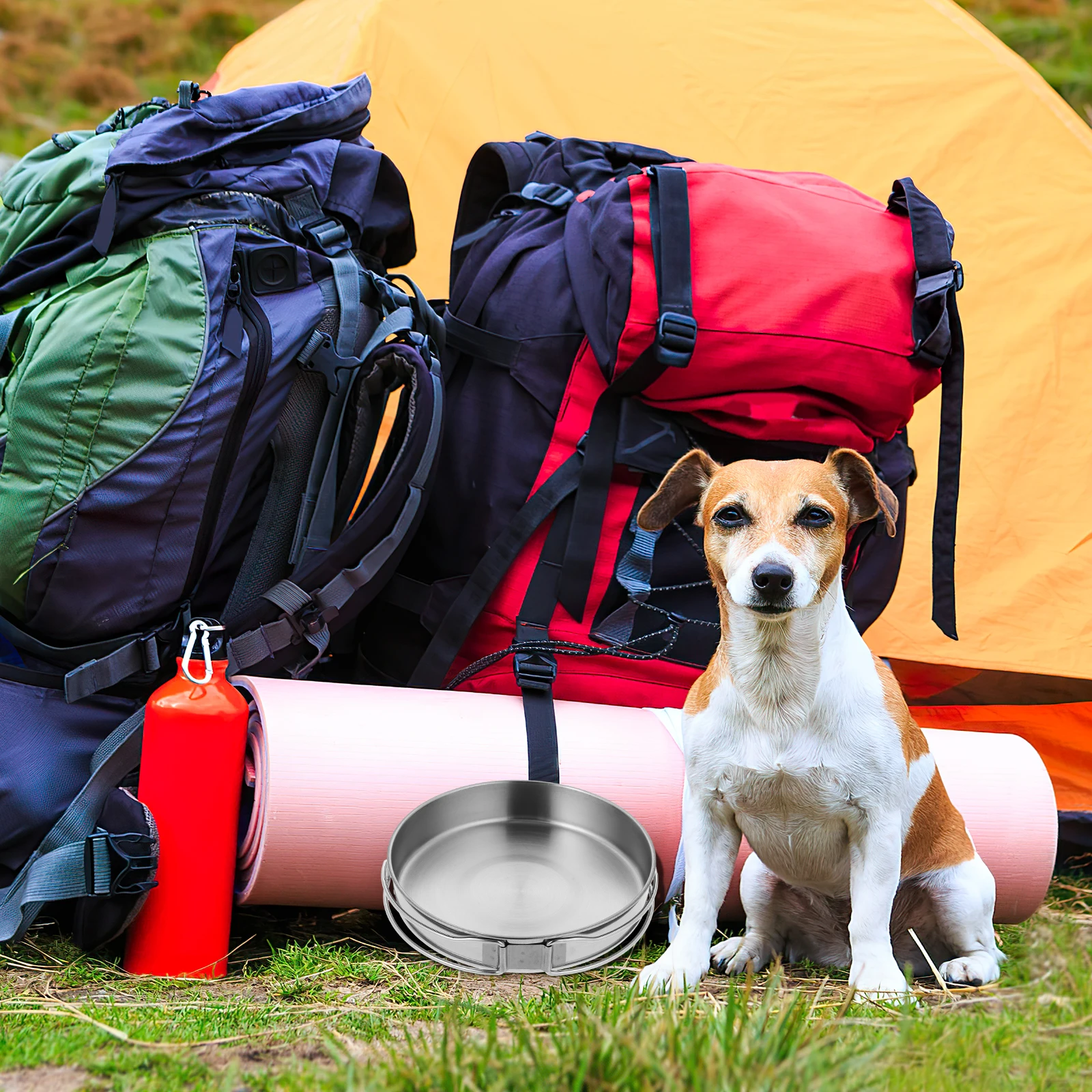 

Portable Pan Non-stick Cooking Pot Skillets Fry for Camping Stainless Steel Frying Large Folding Handle Hiking Cookware