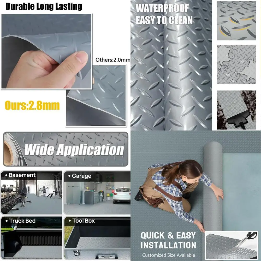

Толстый ПВХ-коврик для пола гаража - сверхпрочный водонепроницаемый противоскользящий защитный коврик для автомобилей, прицепов, внедорожников, подвалов и спортзалов (серый) - 1 фут