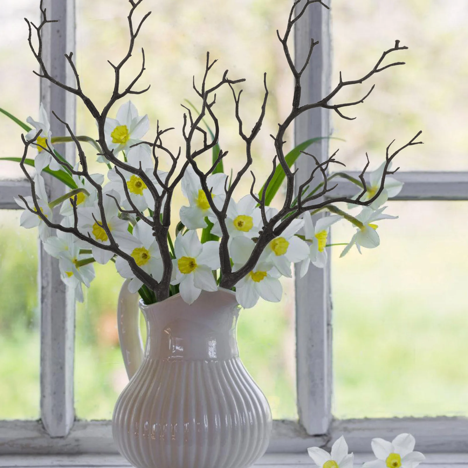 

4pcs Simulated Plant Branches Artificial Antler Decorative Dried Tree PVC Flower Arrangement Craft Supplies Flexible Fake
