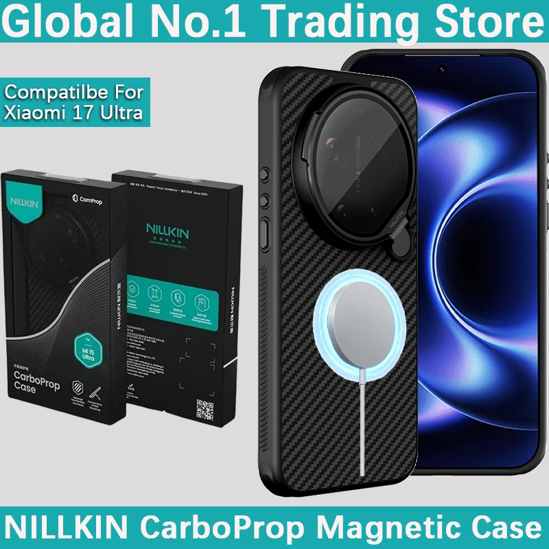 

Чехол NILLKIN CarboProp Magsafe для Xiaomi 17 Ultra с защитой объектива, кевларовый арамидный чехол с воздушной подушкой и защитой от падений для Mi 17 Ultra