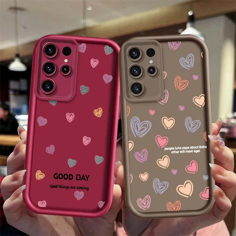 Cartoon Colorful Heart Pattern Gift For Samsung Galaxy S26 S25 S24 S23 S22 S21 S20 Ultra Plus FE 5G Eye Ladder Phone Case