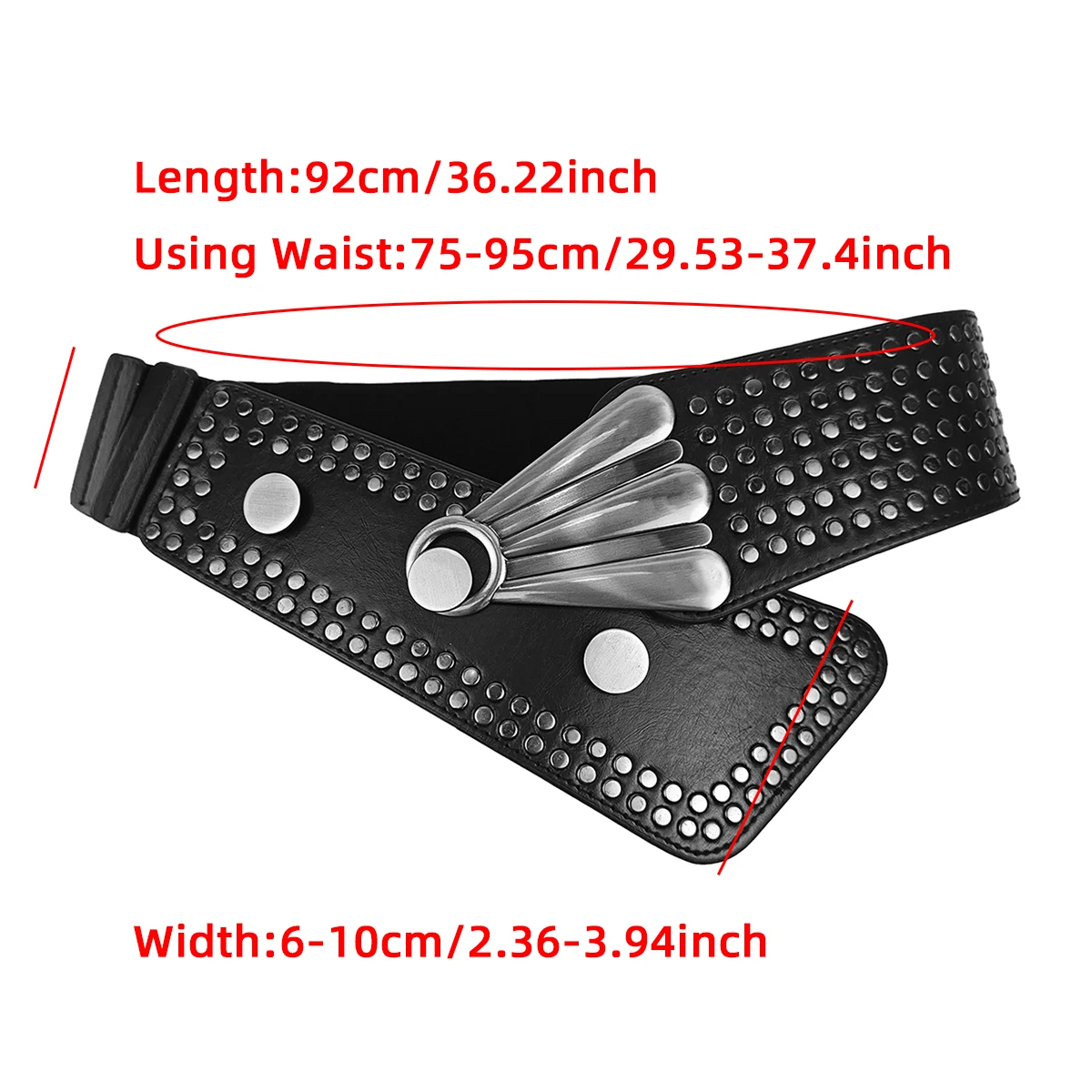 The 2025 new heavy industry punk style hot girl riveted wide belt women's skirt, denim pants with elastic waistband