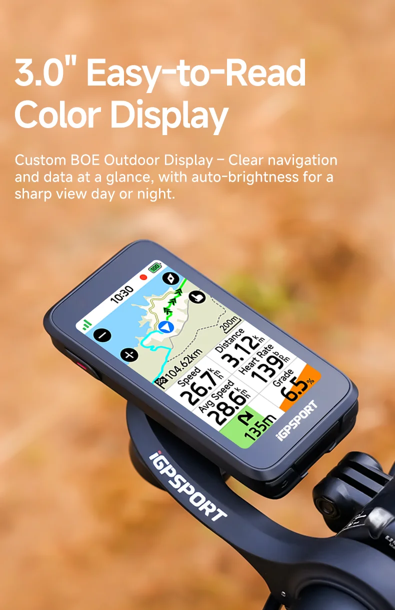 iGPSPORT BiNavi Air Touchscreen GPS Fahrradcomputer Leichtgewichtiger Farbdisplay-Fahrradnavigator Fahrradzubehör – Detail 4