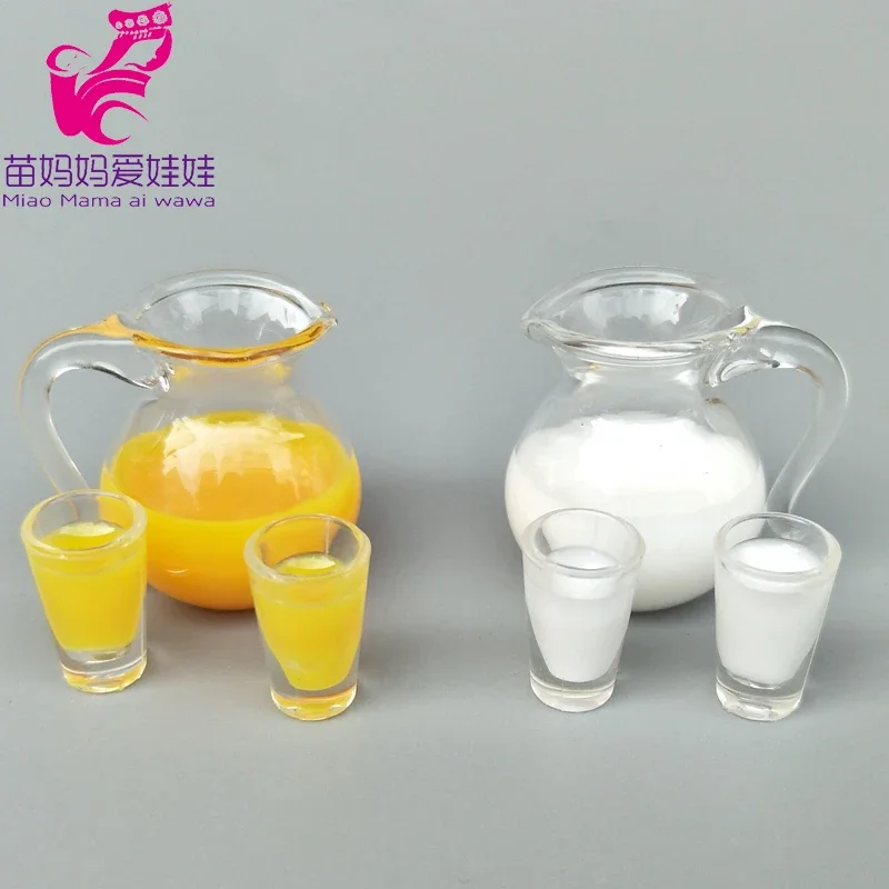 Mini Orange and Milk Juice in Pot and Cup Doll House Diy Decoration  Charm Food for 1:12 Scale Doll Use