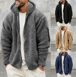 Casaco de capuz de lã dupla face masculino, estilo americano, jaqueta bomber pesada, corta-vento quente, esporte casual, inverno, 2022