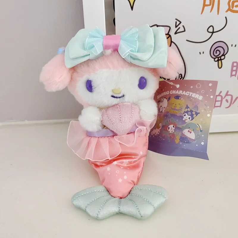 12Cm Sanrio Mermaid Schattige Kuromi Cinnamoroll Mijn Melodie Pochacco Kussen Pluche Speelgoed Plushie Knuffel Pop Voor Kinderen Cadeaus Verjaardag