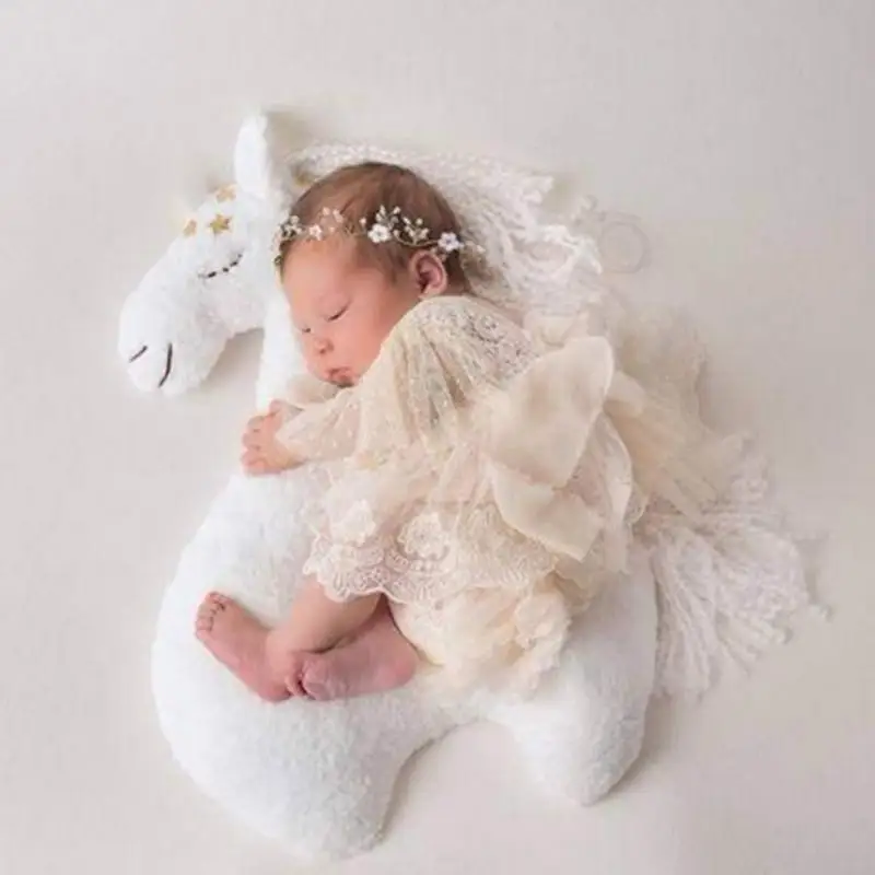 A5YC Newborn Photography Props Posing Pillow Plush Horse Pillow Newborn