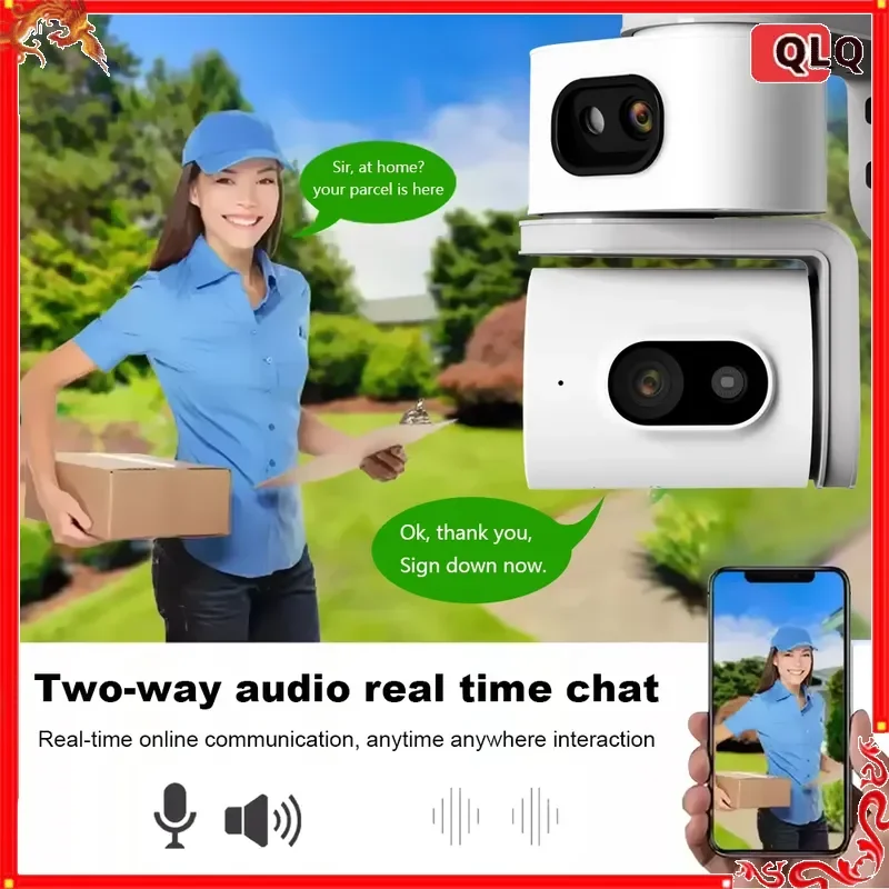 CB11 6MP WiFi Outdoor Security Camera 2 Lens 2 Screens Auto Tracking Audible Alarm Full-Color Night Vision 7/24H Recording CCTV