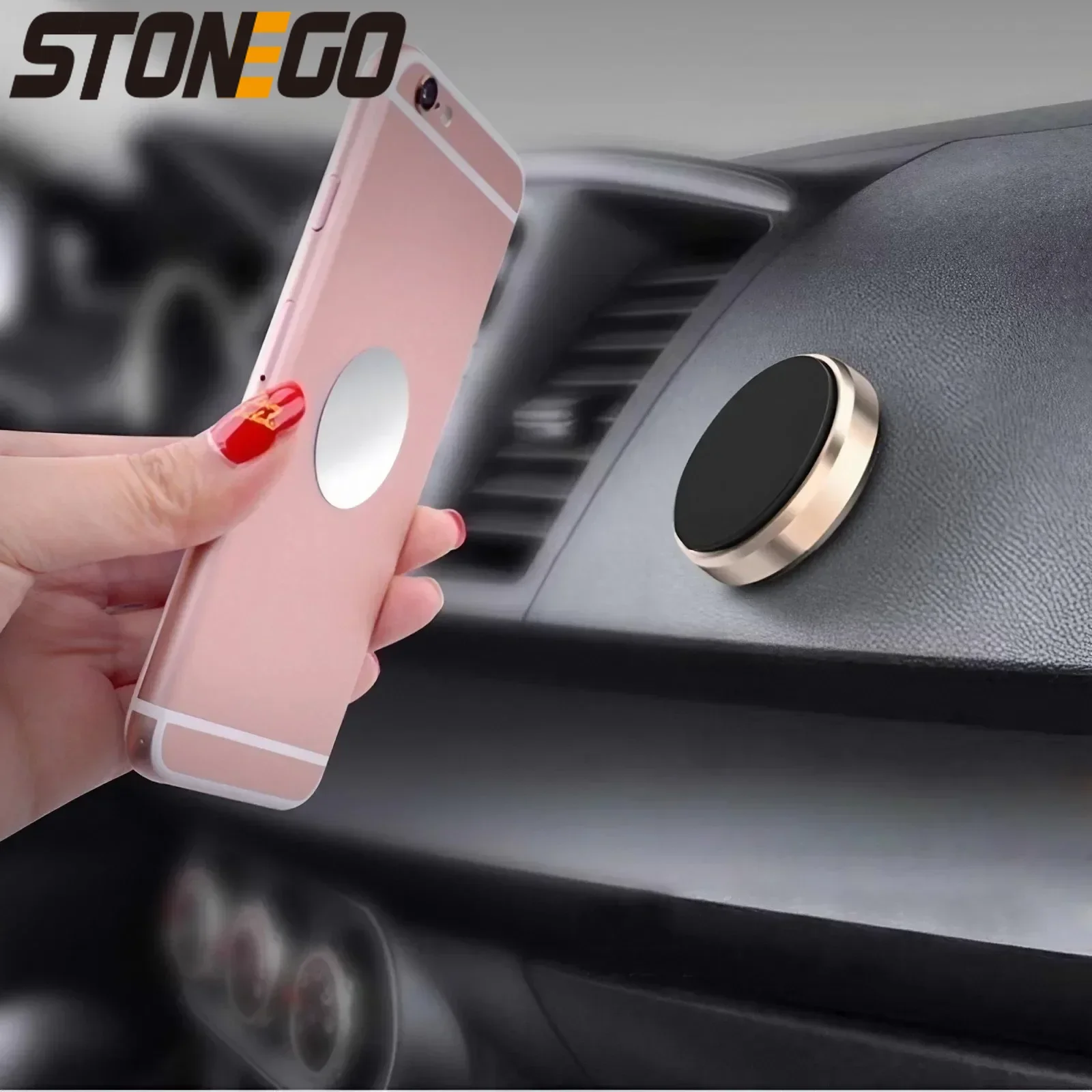 Universal 360 Magnetic Car Phone Holder Dashboard Mount With Strong Metal Plate For All Vehicles Easy One Hand Operation