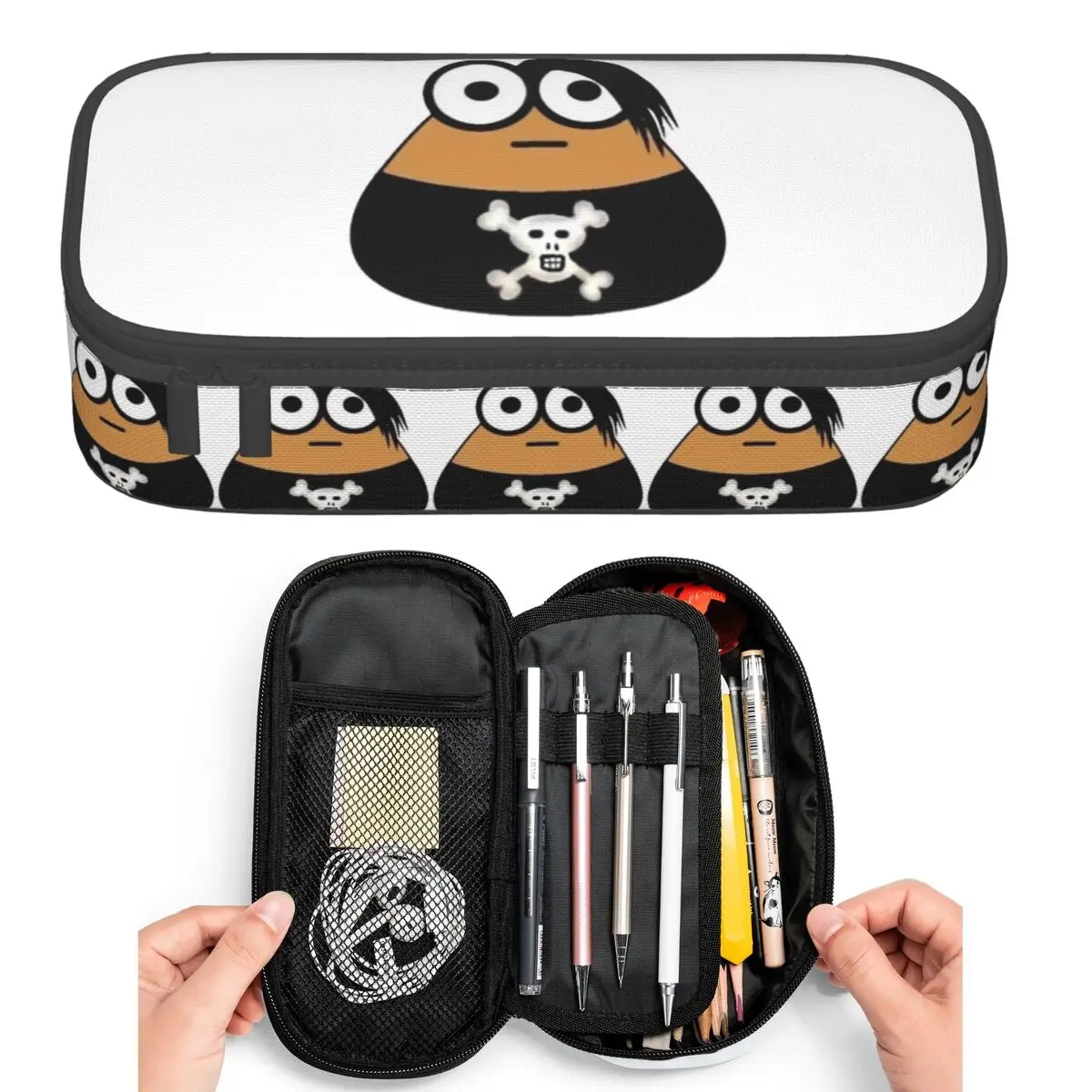 Emo Goth Pou Meme Brown Alien Baby Mobile Pet Pencil Cases for Students Pen Box Pencil Bag Pencil Pouch Pen Holder