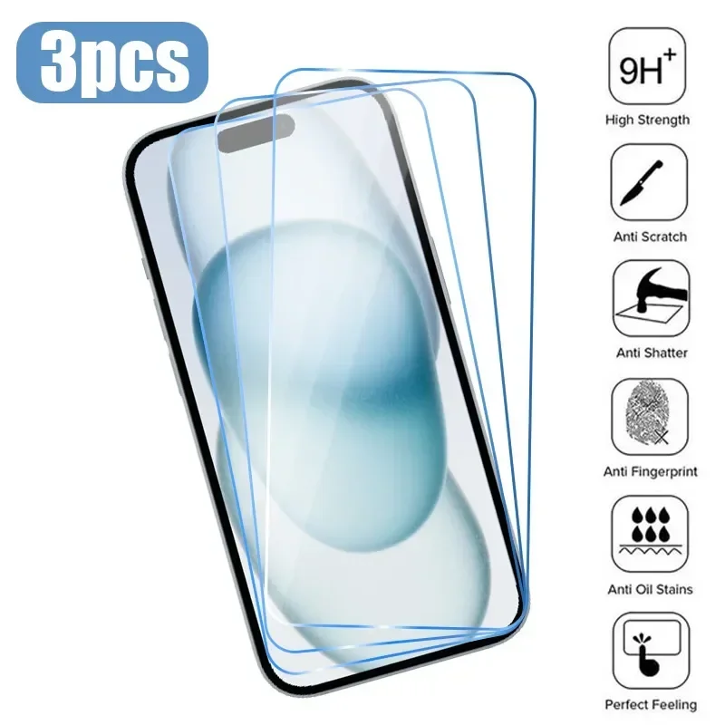 

3PCS Screen Protector for iPhone 15 14 13 12 11 Pro Max Mini Tempered Glass for iPhone 14 15 Plus 7 8 XR X Xs Max SE 2020 2022