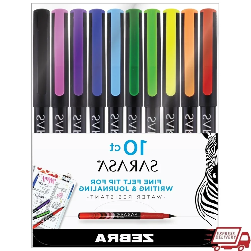 

Assorted Colors 10-Cnt Fine Point Pens 0.8mm Needle Tip Smooth Quick-Drying Ink Water Resistant Eco-Friendly Writing Drawing