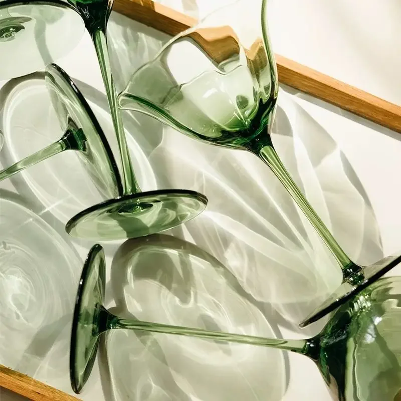 Creatieve groene stijl hoogte kristal champagne glas cocktailglas beker middeleeuwse huis wijnglazen kristalglas