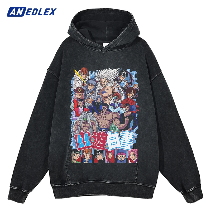 

Streetwear Sweatshirt Hip Hop Vintage Hoodie Japanese Anime Print Hooded Pullover Men Winter Harajuku Cotton Hoodie Sweatshirt