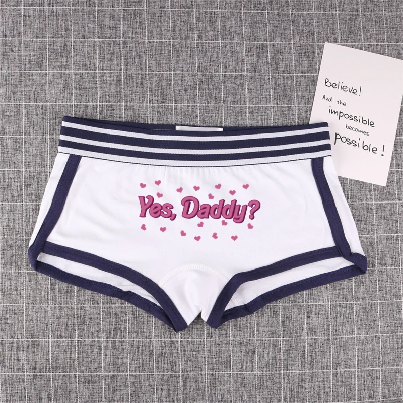 YES DADDY Female Cotton Panties Sexy Print Boyshort for Women Hot Panties Girls Cotton Sexy Underwear Comfortable Short for Lady